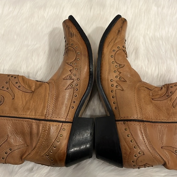 Smoky Mountain Willow Leather Boot with Studs Beige Western Cowboy Women SZ 7.5 - Picture 5 of 11